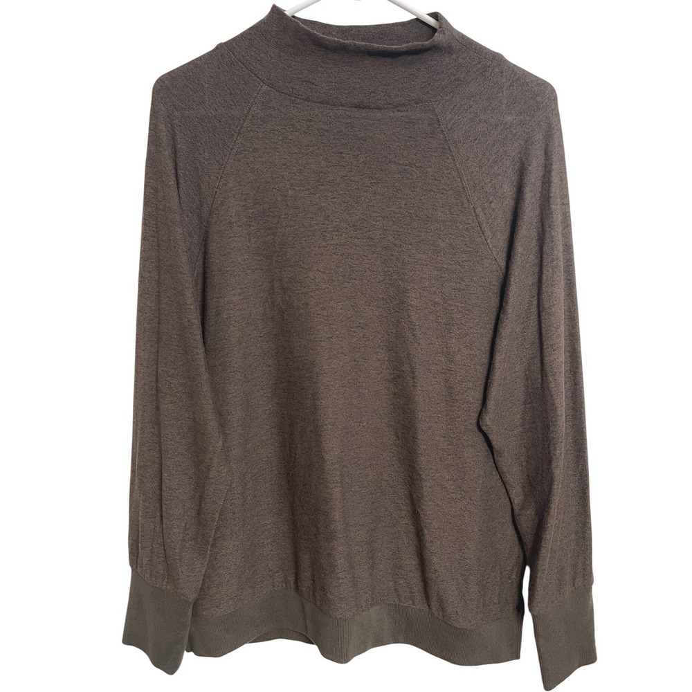 Richer Poorer Cozy Knit Long Sleeve Sweater M Brown Funnel Neck Minimalist